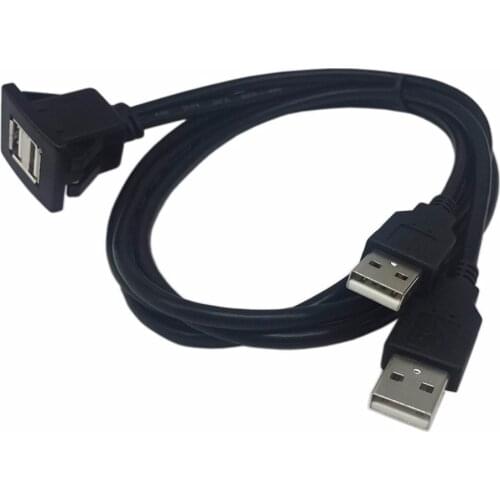 Catuo USB2.0 Flush Mount Cable 1M Double/Single USB Port Extension Flush Dashboard Panel Mount Cable for Car Boat Motorcycle