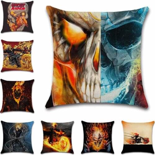 Skull printed linen polyester Cushion Cover decorative Home Throw sofa chair car seat friend kids bedroom gift pillowcase