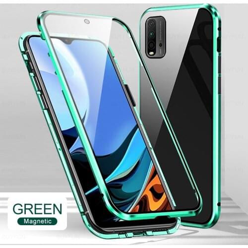 Magnetic Metal Case For Xiaomi Redmi 9T Case Double Side Tempered Glass Cover Red Mi 9t redmi9t 360° Full Protection case