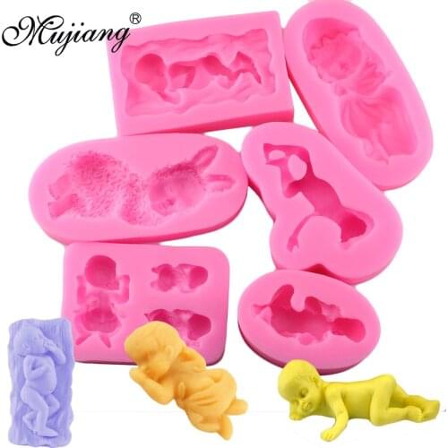 Mujiang 3D Baby Soap Silicone Molds Candle Clay Mold Party Fondant Cake Decorating Tools Candy Chocolate Gumpaste Moulds