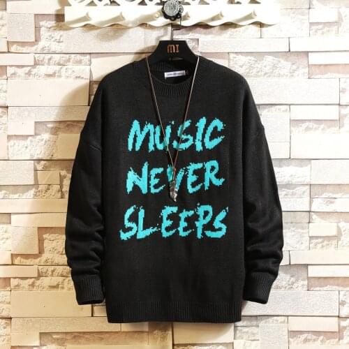 Oversized Mens Sweaters Fashion Autumn Letter Knitted Sweater for Man Full Sleeve Pullove Men Clothing 2020