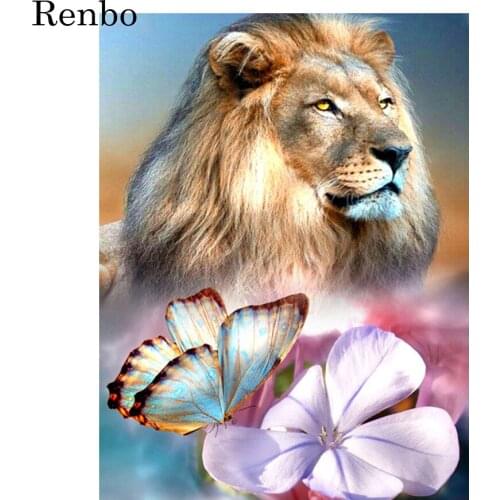5D Diy Diamond Painting Lion Animal Full Square Drill Diamond Embroidiery Mosaic Butterfly Cross Stitch Kit Wall Decoration New