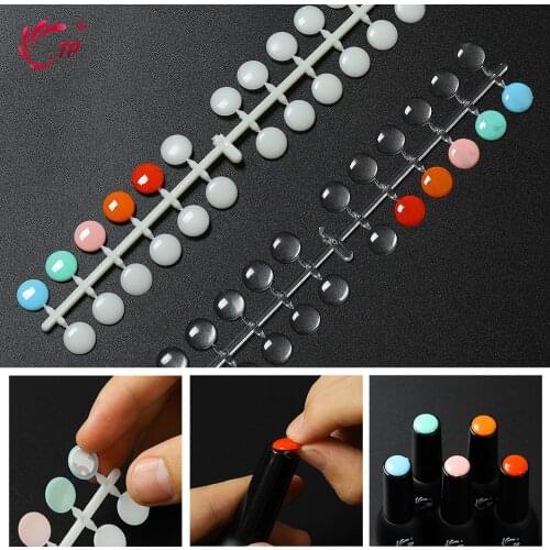 120/240pcs Nail Art Acrylic UV Gel Polish Bottle Color Display 12mm Flatback Round Coloring False Tips with Double-Sided Sticker