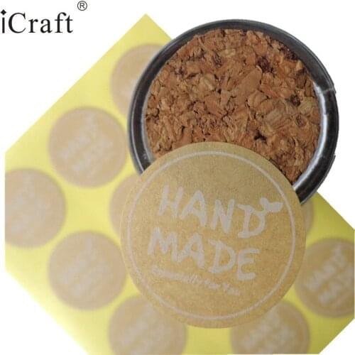 1200pcs Round Hand Made Kraft Seal Sticker for Handmade Products Gift Seal Label Sticker