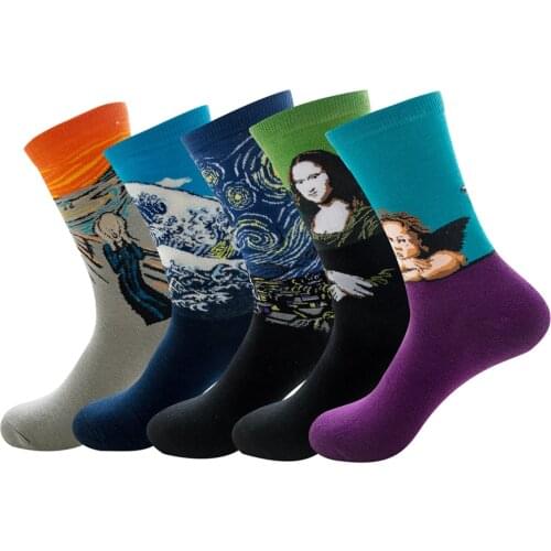 Tian Lan waves, orange, Mona Lisa, deep blue angel, Bao Lan Star, men and women in tube cotton Oil Painting socks ZQ031