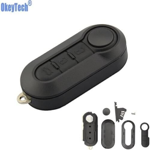 OkeyTech 3 Buttons Smart Remote Car folding Flip Key Case Shell for Fiat key 500 Panda Punto Bravo Replacement Fob Cover SIP22