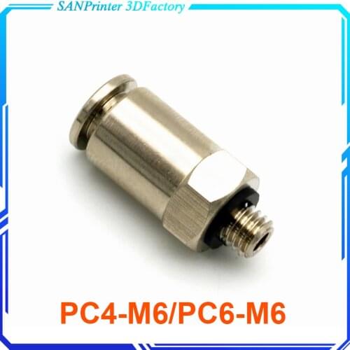 3D Printer Pneumatic Fittings PC4-M6,PC6-M6 For 4mm,6mm PTFE Tube Connector Coupler