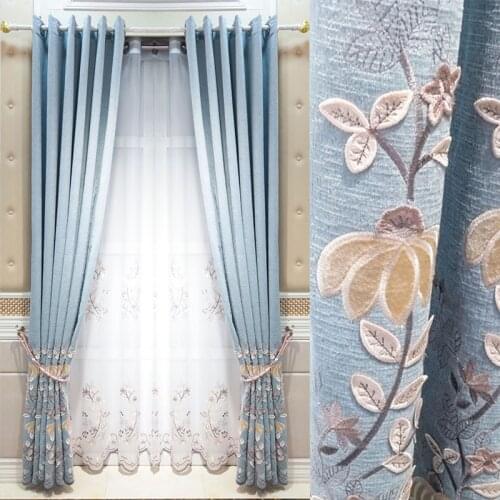 Simple Curtain Tulle 2021 New Embroidered Curtains for Modern Living Room Bedroom Nordic Luxury Blackout Soundproof Curtains