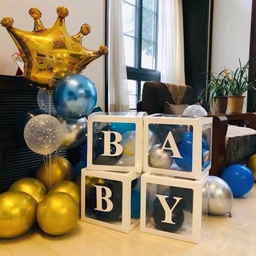 DIY 26 Letter Balloons Box Transparent Name Box First 1st Birthday Party Decor Macaron Balloons Box Baby Shower Balloons
