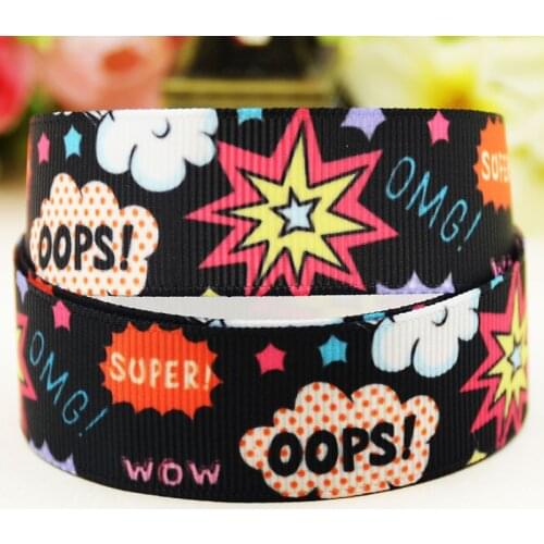 22mm 25mm 38mm 75mm Explosive Cloud Cartoon pattern printed Grosgrain Ribbon party decoration 10 Yards X-04126
