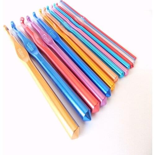 Knitted tools multicolour aluminum alloy hook needlework handle lace needle combination set laciness hook needle 14pc/set