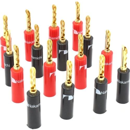 16pieces High Quality Nakamichi 24k gold plated plug, BFA 4mm Banana Plug ,hifi Speaker cable Connector
