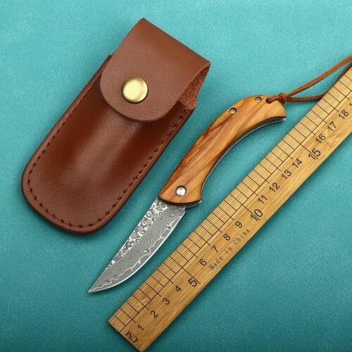 Damascus steel lockless folding knife outdoor portable EDC tool knife high hardness sharp hunting self-defense knife fruit knife