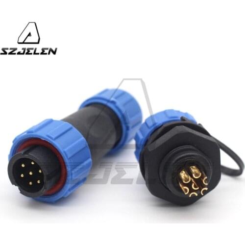 SP13 Waterproof and Dustproof Aviation cable 7 pin Connector ,IP68, 7 pin plug + real mount panel connecot