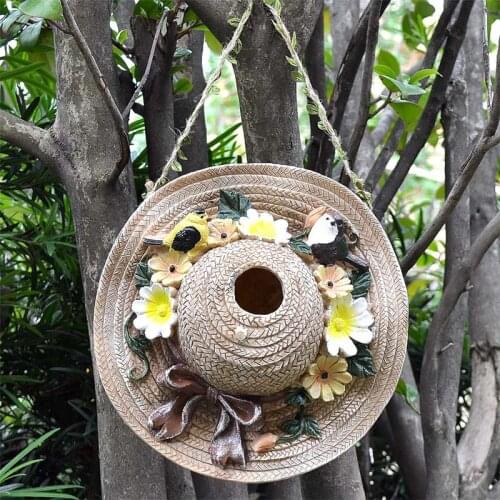 Outdoor Resin Creative Simulation Bird House Wall-mounted Bird Cage Garden Balcony Landscaping Decoration Pendant Parrot House