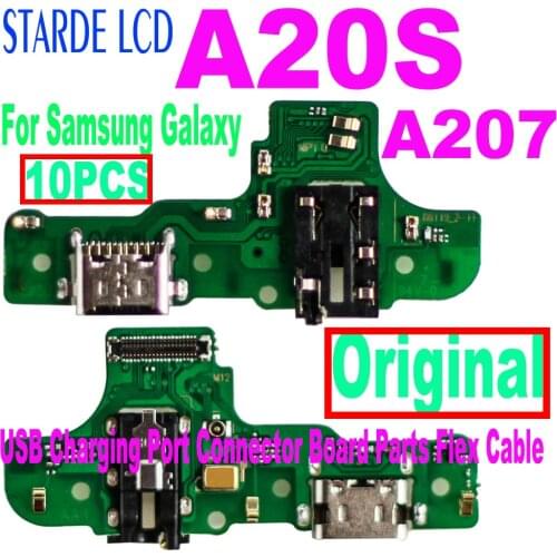 10PCS Original USB Charging Port Connector Board Parts Flex Cable With Microphone Mic For Samsung Galaxy A20S A207 A2070 A207F