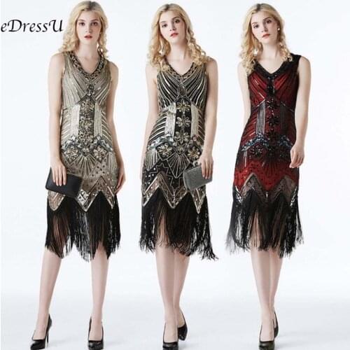 Vintage Evening Prom Dress 1920s Gatsby Dress Sexy Beads Flapper Tassel Vestidos de Fiesta Robe de Soiree Stage Dress CZ-LF01