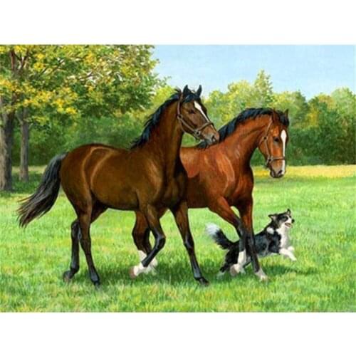 Animal Horse DIY Cross Stitch Embroidery 11CT Kits Needlework Craft Set Cotton Thread Printed Canvas Home Decoration For Room