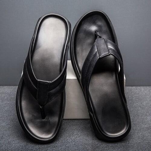 High Quality Mens Shoes Casual Genuine Leather Flip Flops Male Summer Luxury Slippers Fashion Beach Flip-flops Elegantes Slipper