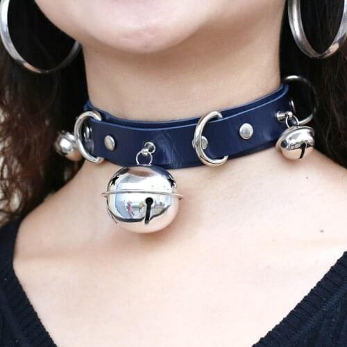 Sexy Punk Leather Choker Necklace Multilayer Bells Metal Choker Collar Bondage Cosplay Goth Jewelry Harajuku Accessories
