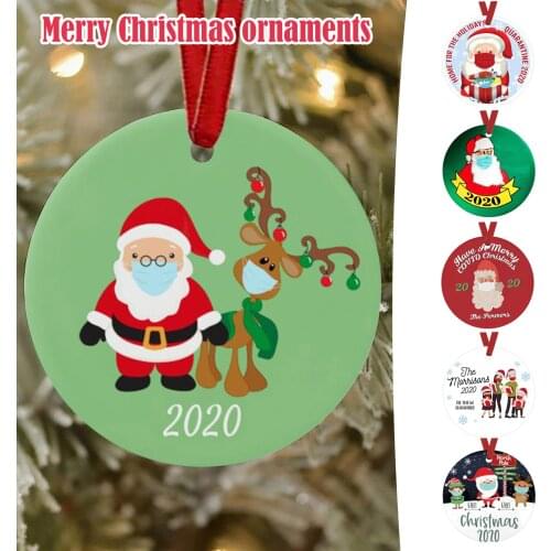 1pcs 2020 Christmas Ornaments Santa Claus Masked Souvenir Tree Hanging Ornaments Gifts Present this For Birthday Wedding D70