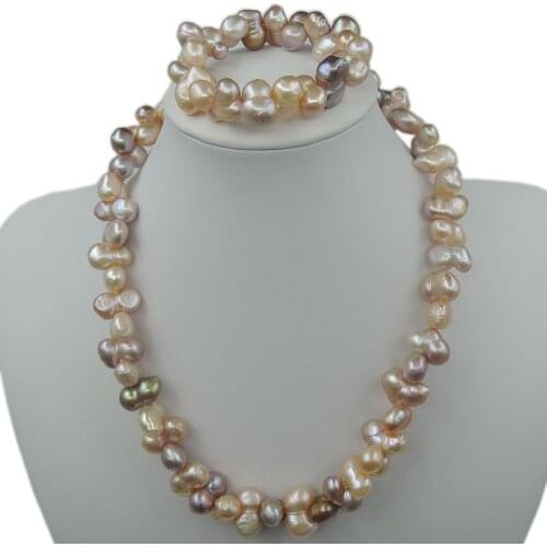 100% NATURE FRESHWATER PEARL SET NECKLACE AND BRACELET-BIG BAROQUE SHAPE.IN NATURE COLOR