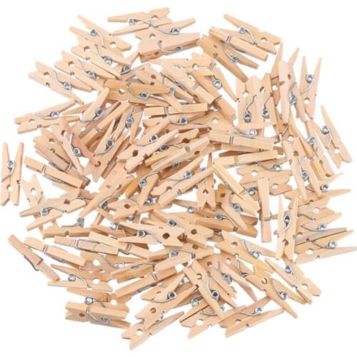 100 Pcs 25mm Quality Mini Spring Wood Clips Clothes Photo Paper Peg Pin Clothespin Craft Clips Party Home Decoration
