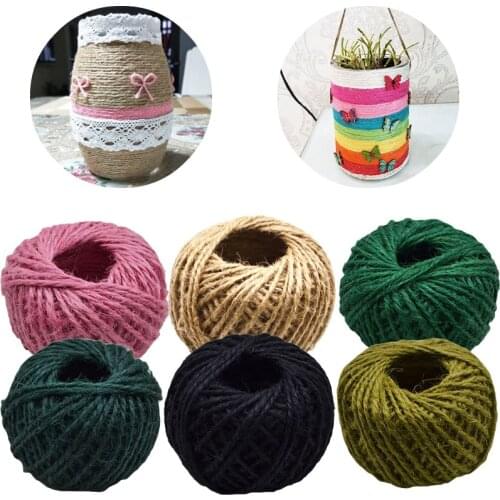 30m/roll 2mm Jute Rope Cords Hemp Ribbon Rustic Wedding Gift Wrapping Supplies Packaging Twine Strings Scrapbooking DIY Crafts