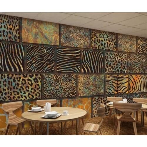 Beibehang Custom papel de parede 3d wall paper animal fur texture leopard retro restaurant bar background wall paper 3d murals