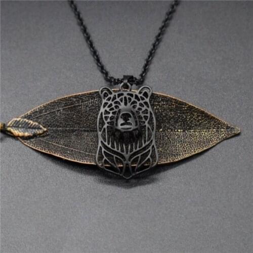 4 Colors Hollow Bear Charm Necklace Trendy Metal Dog Jewellery Bear Pendant Necklace Women Jewelery