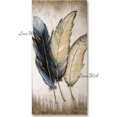 Abstract Golden Feather Oil Painting New Design Wall Hangings Canvas Oil Painting Hand-painted Wall Art Design As Christmas Gift