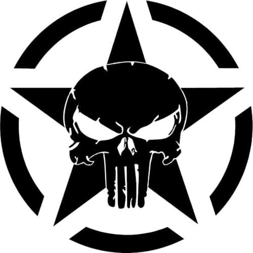 Car Stickers Decor Motorcycle Decals Creative five-pointed star skull Vinyl Decorative Accessories Waterproof PVC,15cmx15cm