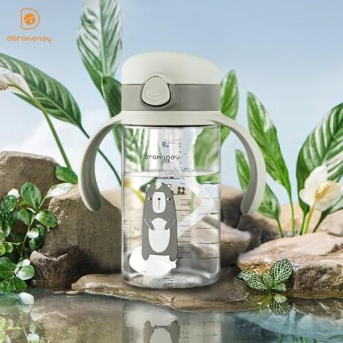 Dorahoney Milk Water Bottle Feeding Standard 240ml Anti-Colic Tritan Kid Baby Sippy Cup With Handle For Children