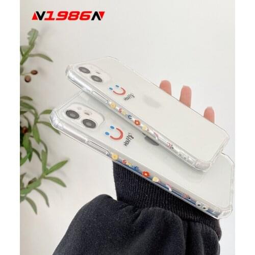 Funda de teléfono con diseño lateral para iPhone, carcasa bonita de TPU suave y transparente con dibujos animados para iPhone 12