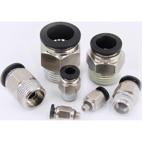 Black 10/12/14/16 PC Series Pneumatic Fittings Fittings Fittings Threaded Straight Pneumatic Components