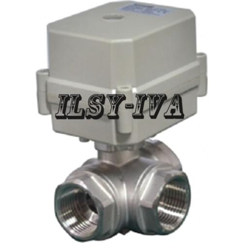 DC24V horizontal Stainless Steel Electric Valve,DN20 3-way Motorized Valve