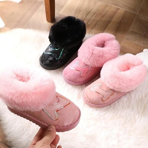 Children Boots Boys Girls Waterproof Snow Boots with Fur Casual Cotton Shoes Kids Fashion Non-slip Ankle Boots SBA004