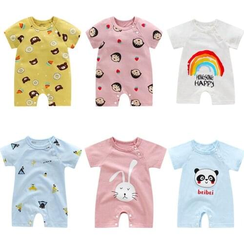 Baby Girls Newborn Cartoon Romper Summer Cartoon Outfits Short Sleeves Costume Infant Clothing Suits Toddler Kids Clothes 3-18M