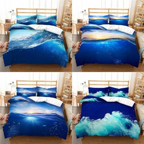 Home Textile Luxury 3D Sea Print 2/3Pcs Comfortable Duvet Cover PillowCase Bedding Sets Queen and King EU/US/AU Size