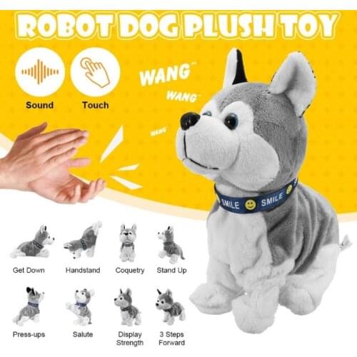 Sound Control Electronic Interactive Robot Puppy Toy Pets Dogs Bark Stand Walk 8 Movements Plush Doll Toys For Kids Gifts