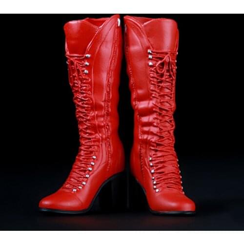 FG008 1/6 Scale Female Shoes Model Red Leather Boots Fit For 12" Inch Action Figure Doll Body
