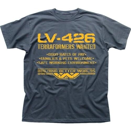 Tops Summer Cool Funny T-Shirt LV426 Terraformers Wanted WEYLAND ALIENS PROMETHEUS Charcoal T-shirt FN9493 Print T Shirt Men