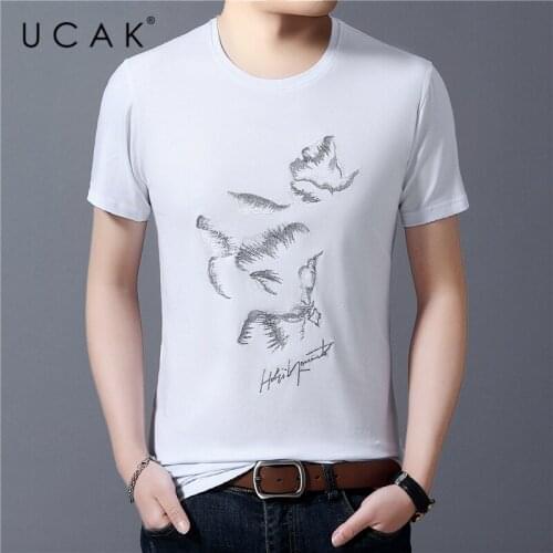 UCAK Brand Streetwear Short Sleeve Striped T-Shirts Men Clothing Summer New Tops Classic O-Neck Casual Soft T Shirt Homme U5413