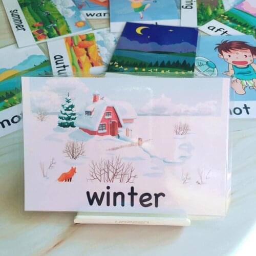 Puzzle Early Learning Card Four Seasons English Word Flash Memory Card Montessori Educational Game Gifts For Kids Learning W1I3