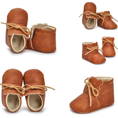 Citgeett Brown Newborn Baby Boy Girl Crib Shoes Toddler Soft Sole Leather Sneakers Prewalker