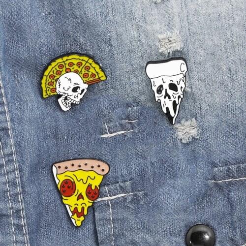 Fashion exquisite food pizza bone love badge jewelry series popular shirt backpack accessories jewelry