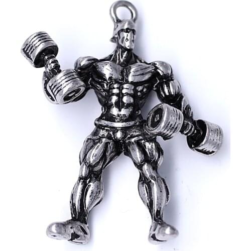 Strong muscular bodybuilding mens metallic pendant FIT gym bodybuilder jewelry accessories DIY wholesale