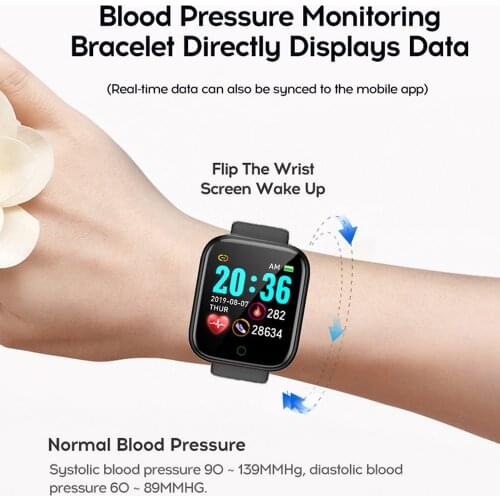 Y68 Male Digital Smartwatch Ladies Blood Pressure Heart Rate Monitoring Smartbracelet Wristband Bluetooth Connection Alarm Clock