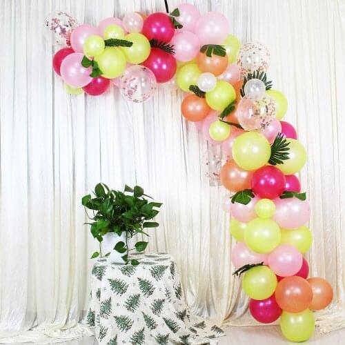 85 pcs Hawaiian Red Green Style Latex Balloon Set Garland Arch Balloon Set Flamingo Theme Birthday Party Decoration Set