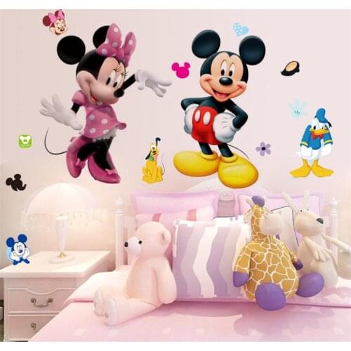 Mickey Mouse Wall Stickers Sticker Decorative Kids Boys Girls DIY Bedroom Wall Decor Decal Home Art Mural Wallpaper